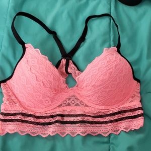 Pink racerback lace bra